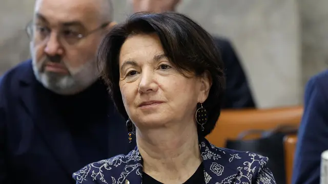 Il ministro della Famiglia Eugenia Roccella al Mimit durante la presentazione logo 'Aggiungi un posto a tavola che c'è un bambino in piu' ', Roma, 1 Febbraio 2024. ANSA/GIUSEPPE LAMI