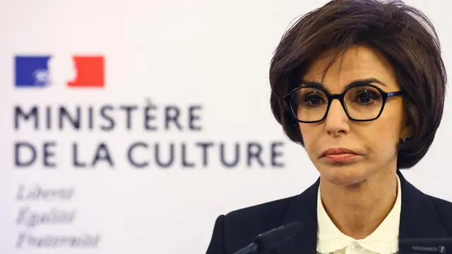 epa11070969 Newly appointed French Minister of Culture Rachida Dati attends the handover ceremony in Paris, France, 12 January 2024. The newly Reshuffled cabinet for France's new Prime Minister Gabriel Attal was announced on January 11, two days after President Macron announced his nomination to become the youngest French head of the government. EPA/MOHAMMED BADRA