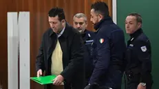 (FOTO D'ARCHIVIO) Alessandro Maja durante la prima udienza del processo che lo vede imputato, nel maggio scorso l'uomo ha ucciso nel sonno la moglie Stefania Pivetta, la figlia Giulia e ha gravemente ferito il figlio 24enne Nicolo', Tribunale di Busto Arsizio (Varese) 13 gennaio 2023.
ANSA/Agenzia Blitz Varese