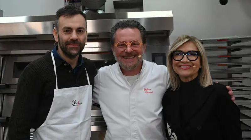 Chef Stefano Cerveni con i conduttori: Clara Camplani e Davide Briosi