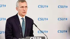 epa11157445 NATO Secretary General Jens Stoltenberg speaks during a press statement for the 'Transatlantic Forum' as a side event of the 60th Munich Security Conference (MSC), in Munich, Germany, 16 February 2024. More than 500 high-level international decision-makers meet at the 60th Munich Security Conference in Munich during their annual meeting from 16 to 18 February 2024 to discuss global security issues.  EPA/RONALD WITTEK