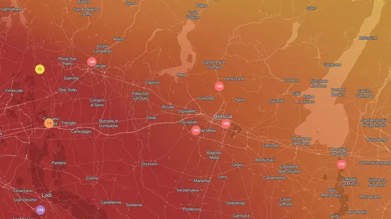 La schermata con i rilievi dal portale di IQAir