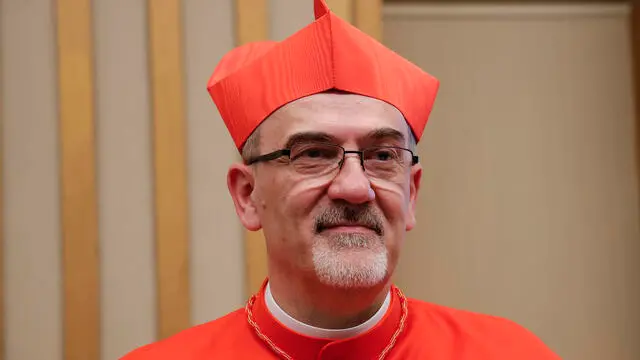 New Cardinal Pierbattista Pizzaballa poses at the end of the consistory ceremony, Vatican City, 30 September 2023. The pontiff creates 21 new cardinals. ANSA/GIUSEPPE LAMI