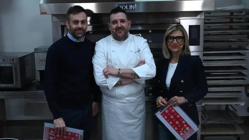 Chef Piercarlo Zanotti con i conduttori: Clara Camplani e Davide Briosi