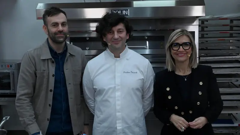 Chef Massimo Fezzardi con i conduttori: Clara Camplani e Davide Briosi