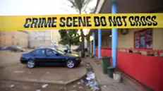 epa06577760 Burkinabe police sealed off an area around the army headquarters after an alleged terrorist attacks in the capital Ouagadougou, Burkina Faso, 03 March 2018. According to reports at least 28 people have been killed and dozens left wounded in the attacks on the French Embassy and miltary headquarters in Ouagadougou.  EPA/LEGNAN KOULA