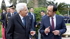 Il Presidente della Repubblica Sergio Mattarella e il Presidente della Repubblica di Cipro Nikos Christodoulides, Nicosia, 26 Febbraio 2024. ANSA/US QUIRINALE PAOLO GIANDOTTI