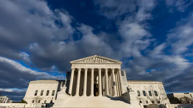 epa11057655 The US Supreme Court in Washington, DC, USA, 04 January 2024. Former US President Donald Trump has asked the high court to overturn a Colorado state ruling barring him from the primary ballot. Colorado, along with the state of Maine, cited the US Constitutionâ€™s so-called insurrection-clause in declaring Trump ineligible for the presidency. EPA/JIM LO SCALZO