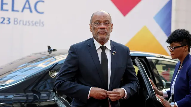 epa11215567 (FILE) - Haiti's Prime Minister Ariel Henry arrives for the second day of the EU-CELAC Summit of Heads of State and Government in Brussel, Belgium, 18 July 2023 (reissued 12 March 2024). According to a statement from the Caribbean Community and Common Market (CARICOM) regional bloc, Prime Minister of Haiti Ariel Henry resigned. EPA/Julien Warnand
