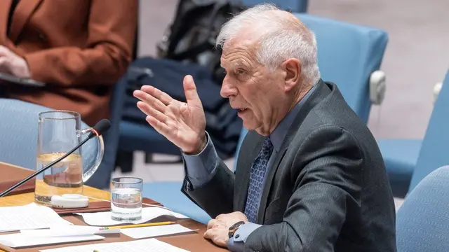 epa11216846 Josep Borrell, the High Representative of the European Union for Foreign Affairs and Security Policy, addresses a United Nations Security Council meeting at the United Nations headquarters in New York, USA, 12 March 2024. EPA/JUSTIN LANE