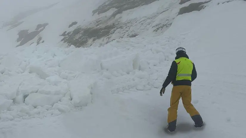 Il punto in cui si è staccata la slavina non lontano dal rifugio Bonardi