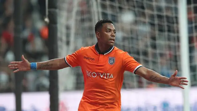 epa07504044 Besiktas Istanbul's Robinho celebrates scoring during the Turkish Super League match between Besiktas Istanbul and Istanbul Basaksehir, in Istanbul, Turkey, 13 April 2019. EPA/ERDEM SAHIN
