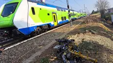 A train departing from Bergamo and heading to Milan Central Station hit an abandoned railway maintenance trolley along the line. The accident occurred near the Treviglio Ovest station, in the province of Bergamo. No injuries were reported among the approximately 90 passengers on board at the time of the collision. The railway line was closed for investigations. Treviglio, Italy, 22 March 2024. ANSA/MICHELE MARAVIGLIA