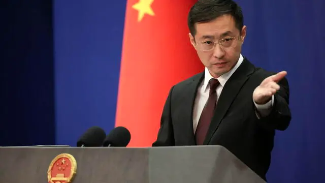 epa11230713 Chinese foreign ministry spokesperson Lin Jian gestures as he holds a press conference in Beijing, China, 20 March 2024. Hong Kong on 19 March passed a new national security law, called Article 23, which has sparked international concerns about its impact on press freedom, religious freedom, and fundamental rights. Chinese foreign ministry spokesperson Lin Jian mentioned China's 'strong dissatisfaction and firm opposition' to the countries and institutions slandering the legislation. EPA/ANDRES MARTINEZ CASARES