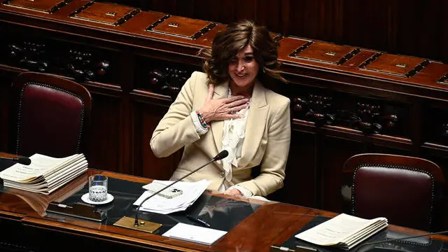 La ministra dell Universita e della Ricerca, Anna Maria Bernini, durante il question time alla Camera dei Deputati, Roma, 13 marzo 2024. ANSA/RICCARDO ANTIMIANI