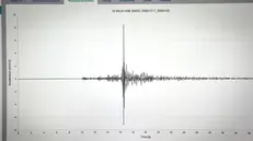 Il monitor di un sismografo dell’Ingv che mostrano la scossa sismica avvertita ieri a Milano. Milano 18 Dicembre 2020. ANSA / MATTEO BAZZI