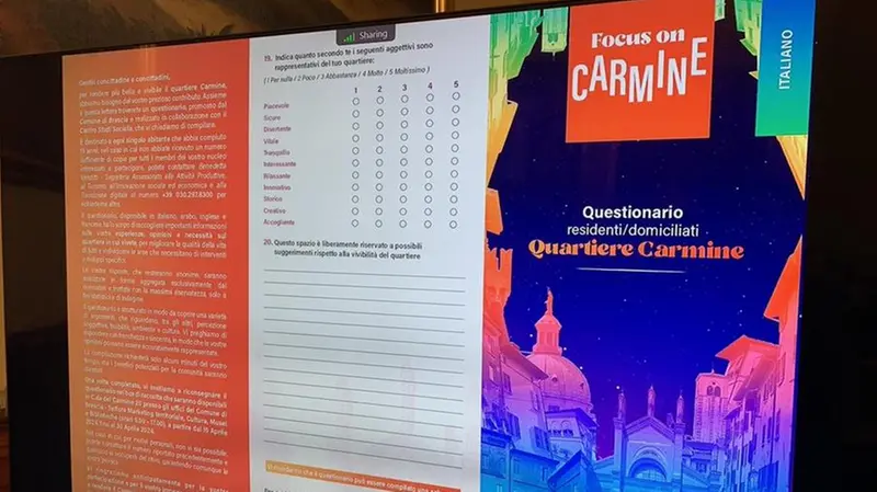 Il questionario che sarà sottoposto ai residenti - © www.giornaledibrescia.it