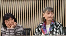 Gloria Branciani (S) e Mirjam Kovac le due ex suore vittime degli abusi di Padre Rupnik, in conferenza stampa presso la sede della FNSI Roma, 21 febbraio 2024. ANSA/FABIO CIMAGLIA