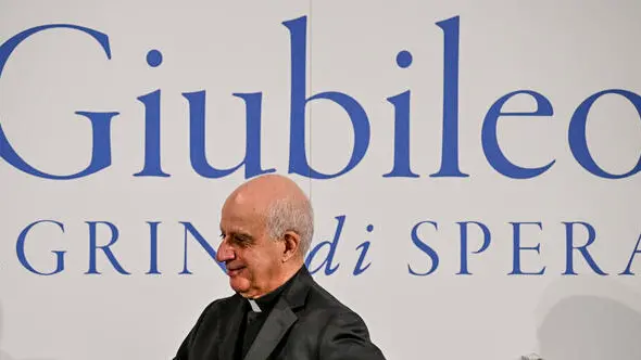 Monsignor Rino Fisichella nel duomo di Napoli dove ha partecipato ad un incontro sul Giubileo del 2025. , 9 marzo 2024 ANSA / CIRO FUSCO