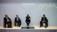 Da sinistra Gianfranco Librandi, il senatore Alfredo Bazoli, Marco Frittella e il senatore Matteo Renzi