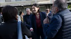 Elly Schlein fuori dal tribunale di piazzale Clodio. Roma 9 aprile 2024 ANSA/MASSIMO PERCOSSI