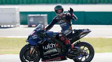 Andrea Dovizioso of Italy and WithU Yamaha RNF MotoGP™ Teamgreat the fans during warmup of the MotoGP Of San Marino at Marco Simoncelli Circuit on September 4 2022 in Misano Adriatico, Italy. ANSA/DANILO DI GIOVANNI