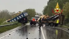 I mezzi coinvolti nell'incidente a Soncino