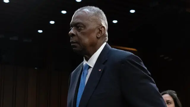 epa11267845 US Defense Secretary Lloyd Austin departs after appearing before the Senate Armed Services Committee hearing on the Defense Department budget request for fiscal year 2025 and the future years Defense program, on Capitol Hill in Washington, DC, USA, 09 April 2024. EPA/MICHAEL REYNOLDS