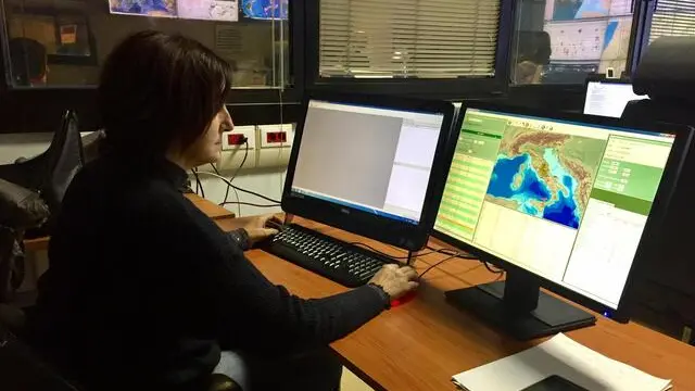 La sala monitoraggio sismico dell'Istituto Nazionale di Geofisica e Vulcanologia (Ingv), 18 gennaio 2017. ANSA / Giulia Pelosi