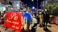 La manifestazione a Pianura di amici e familiari di Francesco Pio Maimone, ucciso esattamente un anno fa agli chalet di Mergellina da un proiettile vagante, 21 marzo 2024 . ANSA (npk)