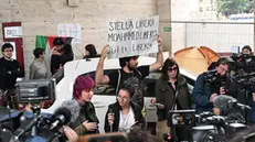 Un momento della conferenza per gli studenti fermati, presso la sede del Rettorato della Sapienza a Roma, 17 aprile 2024. ANSA/CLAUDIO PERI