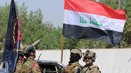 epa10051624 Members of the Iraqi Emergency Response Division (ERD) forces march during a graduation ceremony at a military base in western Baghdad, Iraq, 04 July 2022. The Rapid Reaction Forces is one of the Iraqi Special Forces units that were established and trained in 2014 to combat terrorist groups and support the other Iraqi security forces. The US Congress blacklisted the Iraqi Emergency Response Division (ERD) in 2015 and accused that its officers have engaged in human rights abuses. EPA/AHMED JALIL