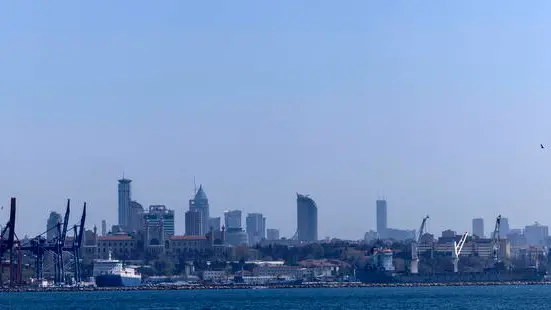 epa11267140 A general view of Haydarpasa port at the Bosphorus in Istanbul, Turkey, 09 April 2024. Turkish Trade Ministery announced that Turkey will restrict its exports to Israel of some goods, including steel and jet fuel, until a ceasefire in Gaza. EPA/TOLGA BOZOGLU