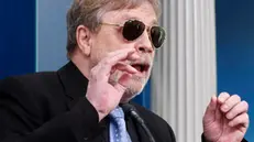 epa11316894 US actor Mark Hamill joins White House press secretary as a surprise guest for the daily press briefing at the White House in Washington, DC, USA, 03 May 2024. EPA/JONATHAN ERNST / POOL