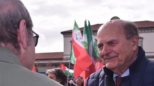 Pier Luigi Bersani during the demonstration on April 25th in Bergamo. Bergamo, Italy, 25 April 2024. ANSA/MICHELE MARAVIGLIA
