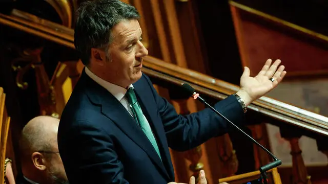 Matteo Renzi in Senato durante voto di fiducia sul decreto PNRR, Roma, 23 Aprile 2024. ANSA/GIUSEPPE LAMI
