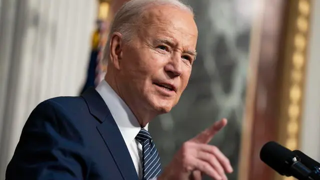 epa11257349 US President Joe Biden delivers remarks on lowering healthcare costs for Americans, in the Indian Treaty Room of the Eisenhower Executive Office Building on the White House complex, in Washington, DC, USA, 03 April 2024. EPA/BONNIE CASH / POOL