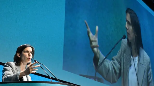 nel corso dell’evento dal titolo “Le sfide della professione verso l’Europa” in occasione degli stati generali dei Commercialisti 2024 presso la Nuvola a Roma, 7 maggio 2024. ANSA/CLAUDIO PERI