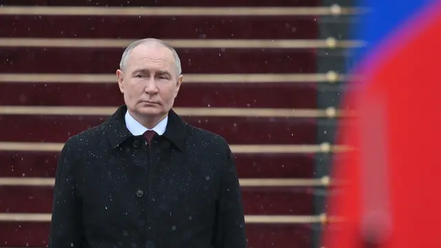 epa11325030 Russian President Vladimir Putin takes part in the parade of the Presidential Regiment on the Kremlin's Cathedral Square after the inauguration ceremony in the Kremlin in Moscow, Russia, 07 May 2024. Putin won the presidential elections in March 2024. EPA/RAMIL SITDIKOV / SPUTNIK / KREMLIN POOL