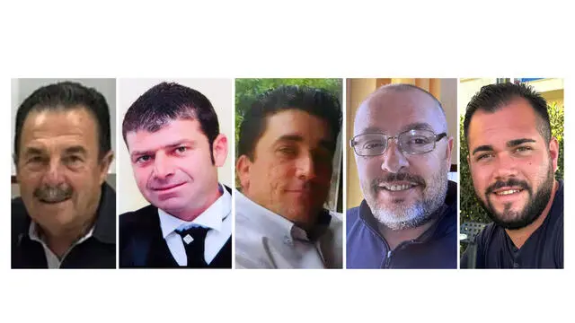 COMBO delle vittime di Casteldaccia da snistra: Epifanio Alsazia, Giuseppe Miraglia, Roberto Raneri, Ignazio Giordano, Giuseppe La Barbera.