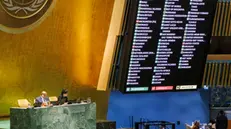 epa11331549 The United Nations General Assembly votes on a Palestinian bid to become a full UN member, which ultimately passed, at the United Nations Headquarters in New York, New York, USA, 10 May 2024. EPA/SARAH YENESEL