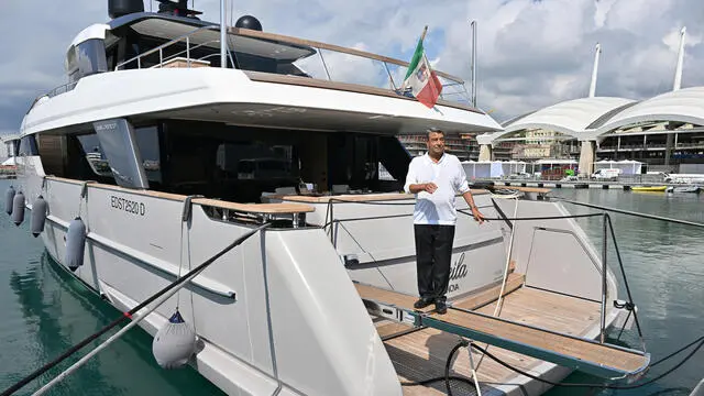 L'imprenditore Aldo Spinelli, con il suo yacht, n una foto d'archivio. Genova, 07 maggio 2024. ANSA/LUCA ZENNARO