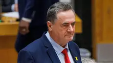 epa11215420 Israel's Minister of Foreign Affairs Israel Katz enters a Security Council meeting about the conflict in the Middle East, at the United Nations Headquarters in New York, New York, USA, 11 March 2024. EPA/SARAH YENESEL