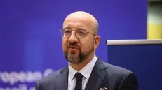 epa11286242 European Council President Charles Michel attends a special meeting of the European Council in Brussels, Belgium, 18 April 2024. EU leaders gather in Brussels for a two-day summit to discuss the economy and competitiveness, among other issues. EPA/Leszek Szymanski POLAND OUT