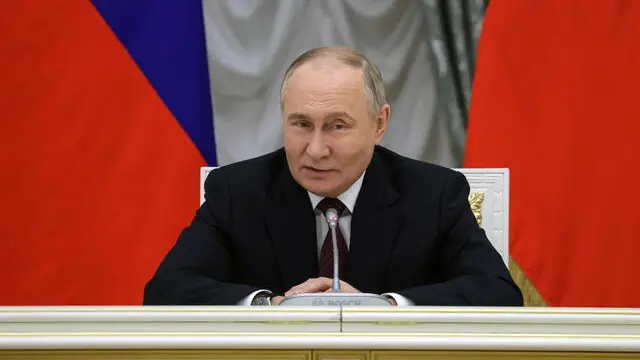 epa11340926 Russian President Vladimir Putin speaks during a meeting with members of the government after signing decrees on the composition of the new cabinet of ministers, at the Kremlin, in Moscow, Russia, 14 May 2024. Putin signed decrees on the appointment of members of the government of the Russian Federation and directors of services, according to the Kremlin website on 14 May. The reshuffle came as Putin started his fifth presidential term. EPA/VYACHESLAV PROKOFYEV/SPUTNIK/KREMLIN POOL / POOL MANDATORY CREDIT