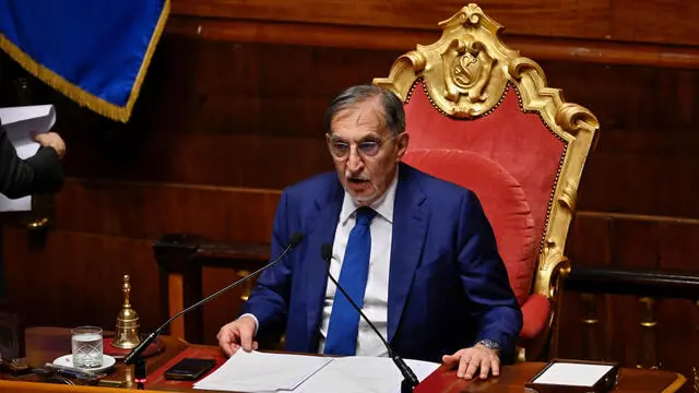 Comunicazioni della presidente del Consiglio Giorgia Meloni, in vista del Consiglio Europeo del 21 e 22 marzo, aula del Senato, Roma, 19 marzo 2024. ANSA/ALESSANDRO DI MEO