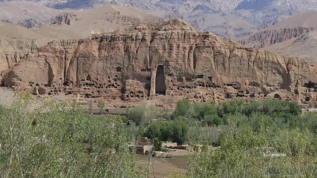 epa11349495 The ruins of a 1,500-year-old Buddha statue in Bamiyan, Afghanistan, 18 May 2024. Three Spanish nationals were killed in an attack in Bamyan, capital of the homonymous province in central Afghanistan, the spokesman for the Taliban Ministry of Interior said on 17 May. No group had yet claimed responsibility for the attack. Bamiyan is a Unesco World Heritage site where the remains of the two giant Buddha statues that were destroyed by the Taliban in 2001 are located. EPA/STRINGER