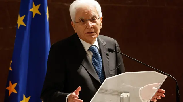 Il presidente della Repubblica Sergio Mattarella all'Università La Sapienza durante l'XI giornata del laureato, Roma, 16 Maggio 2024. ANSA/GIUSEPPE LAMI