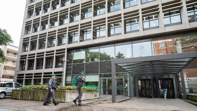 FONDAZIONE MILANO CORTINA Guardia di finanza nell’edifico in via Boscaiola 26 MILANO, 21 MAGGIO 2024, ANSA/DAVIDE CANELLA