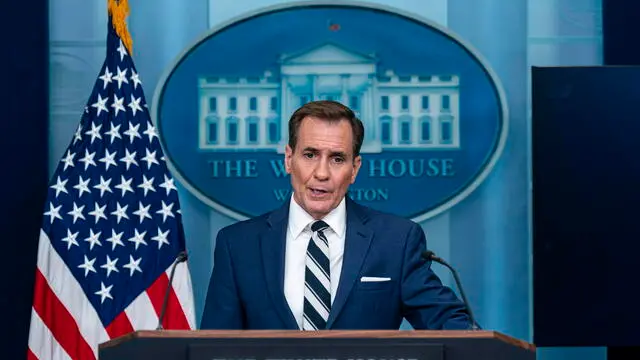 epa11348891 White House national security communications advisor John Kirby speaks during a news conference in the James S. Brady Press Briefing Room at the White House in Washington, DC, USA, 17 May 2024. EPA/Al Drago / POOL